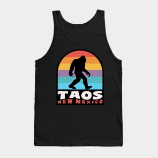 Taos New Mexico Bigfoot Sasquatch Retro Sunset Tank Top